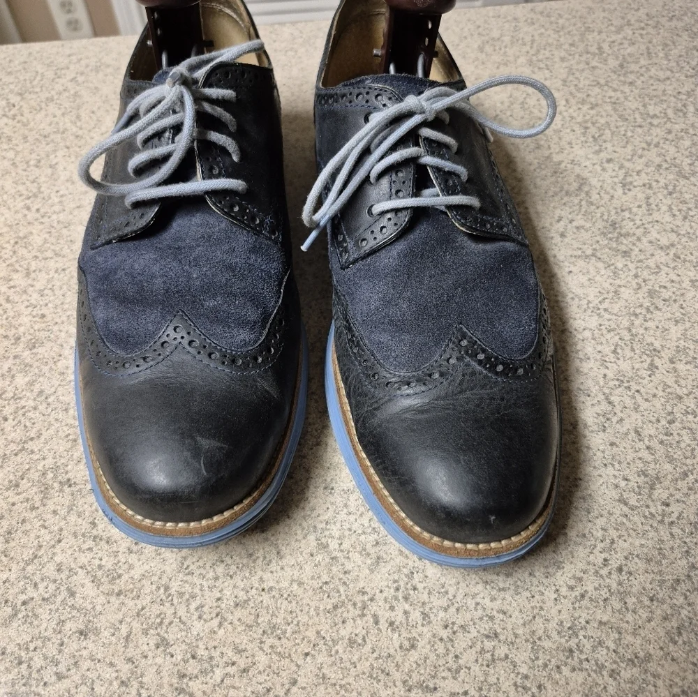 Cole Haan Lunargrand Men's Wingtip Oxford Shoes Size 11 Blue